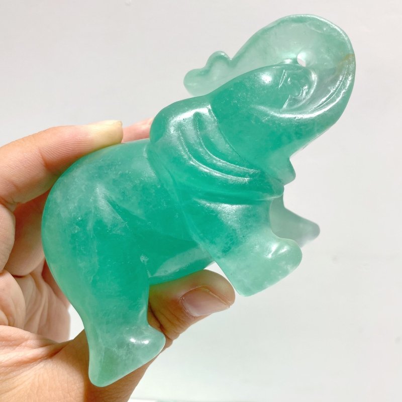 6 Pieces Green Fluorite Elephant Carving - Wholesale Crystals