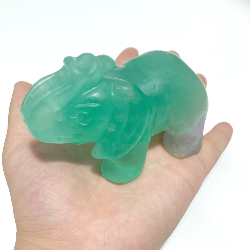 6 Pieces Green Fluorite Elephant Carving - Wholesale Crystals