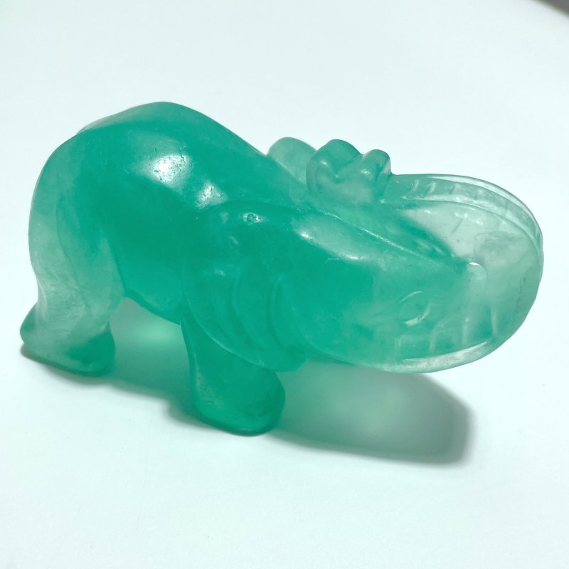 6 Pieces Green Fluorite Elephant Carving - Wholesale Crystals