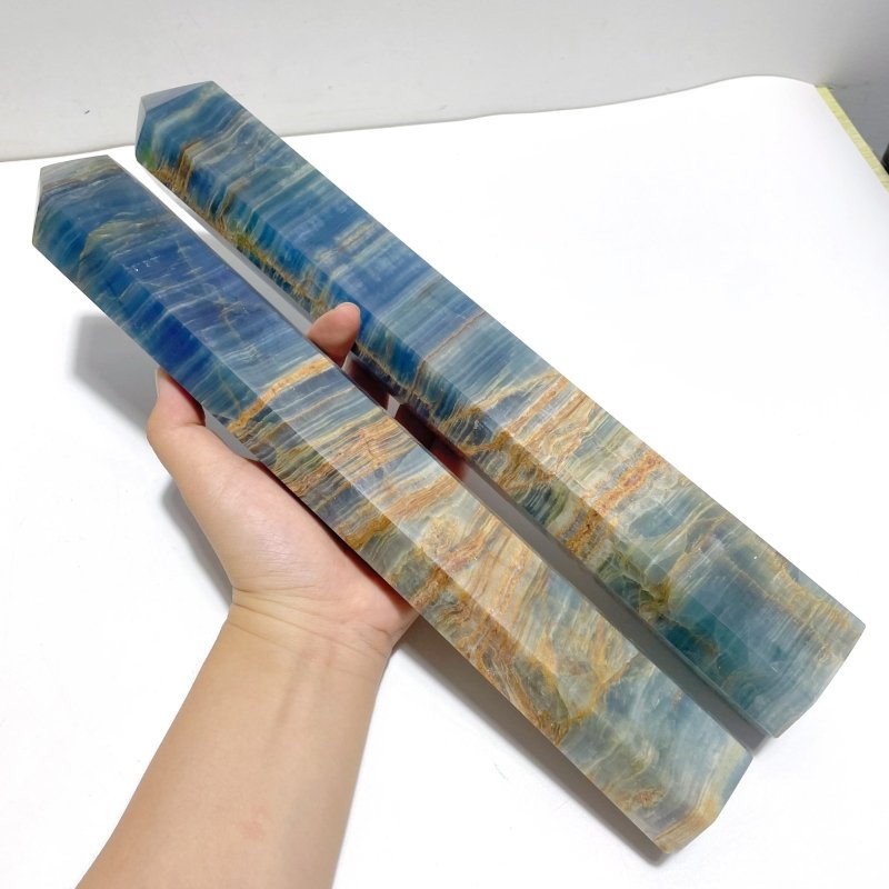 6 Pieces High Quality Blue Onyx Tower - Wholesale Crystals