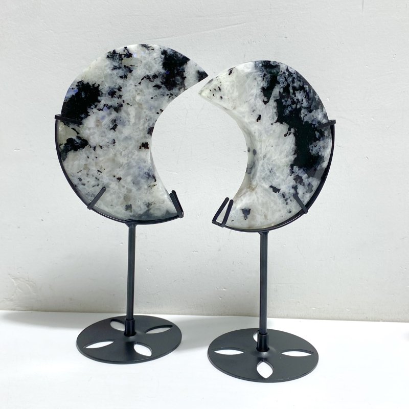 6 Pieces India Moonstone Moon Carving With Stand -Wholesale Crystals