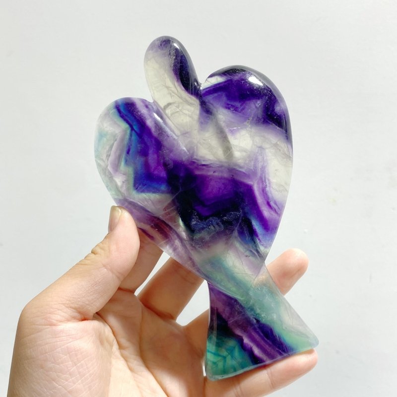 6 Pieces Large Rainbow Fluorite Angel Carving - Wholesale Crystals