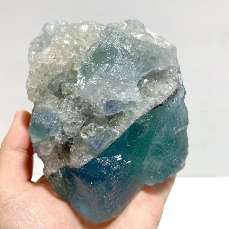 6 Pieces Large Raw Blue Fluorite Mixed Calcite Specimen - Wholesale Crystals