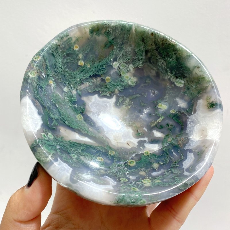 6 Pieces Moss Agate Bowl Carving - Wholesale Crystals