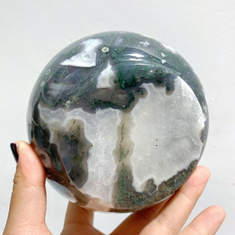 6 Pieces Moss Agate Bowl Carving - Wholesale Crystals