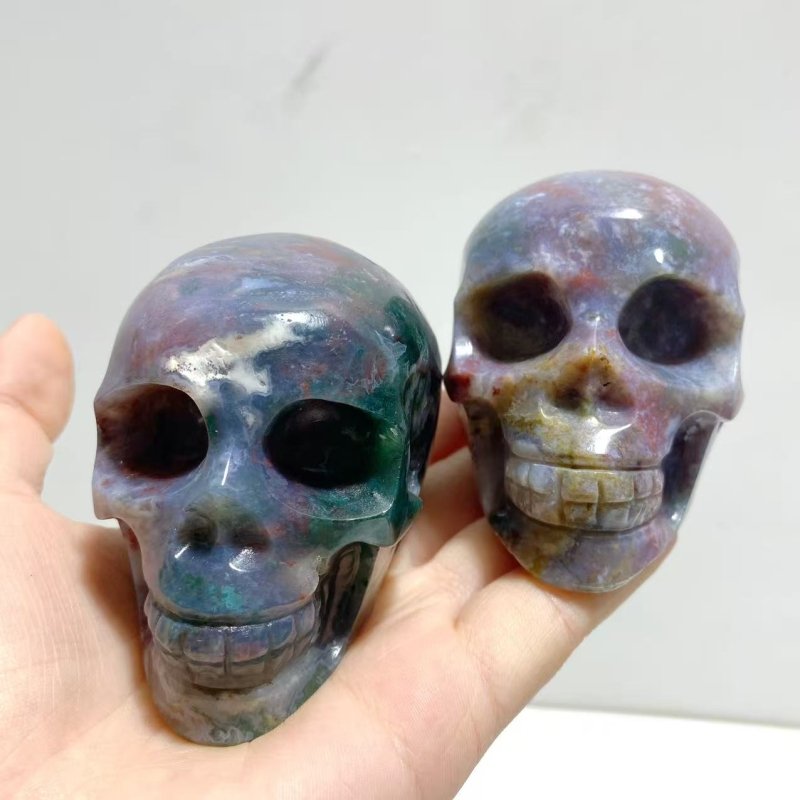 6 Pieces Ocean Jasper Skull Carving - Wholesale Crystals
