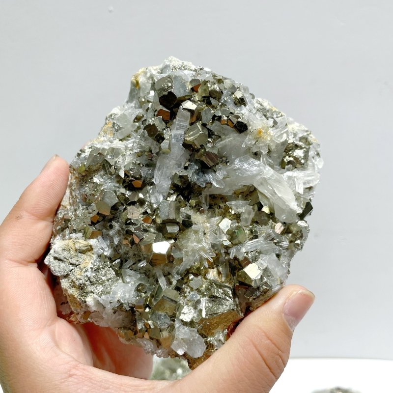 6 Pieces Pyrite Mixed Clear Quartz Cluster Specimen For Collection - Wholesale Crystals