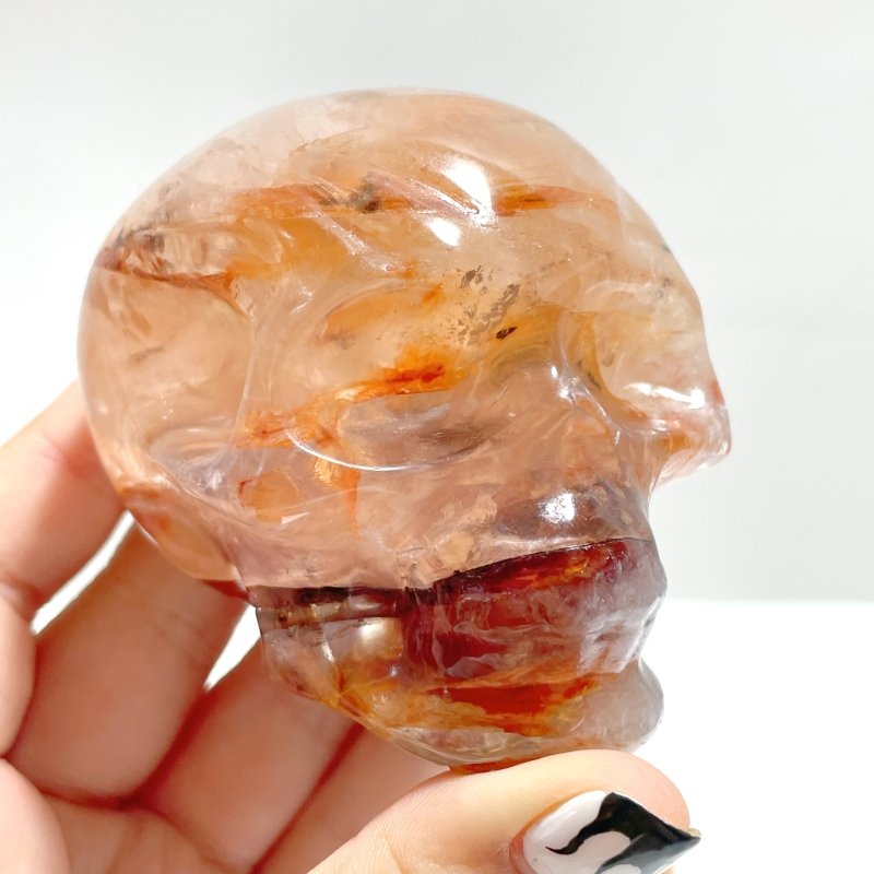 6 Pieces Unique Fire Quartz Skull Carving - Wholesale Crystals