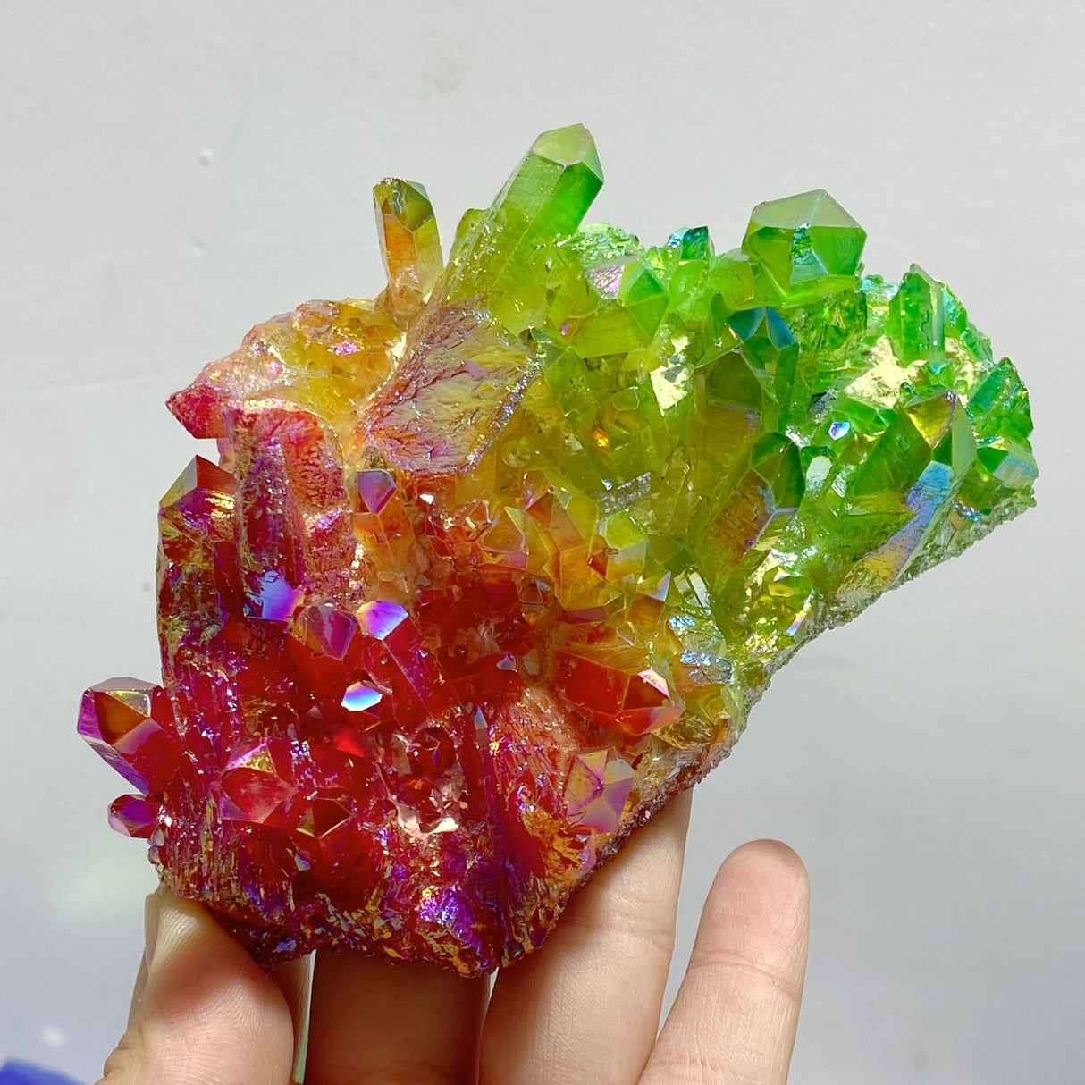 14 Pieces Aura Colorful Clear Quartz Cluster