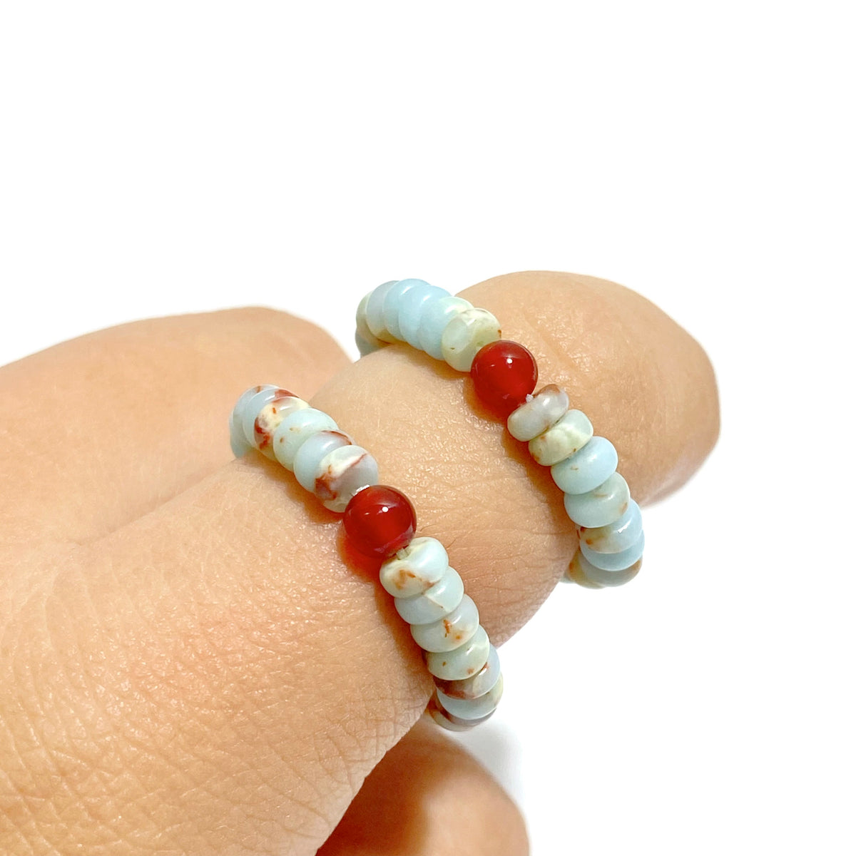 24 Types Crystal Beaded Rings Wholesale Moss Agate Chevron Amethyst Red Jasper