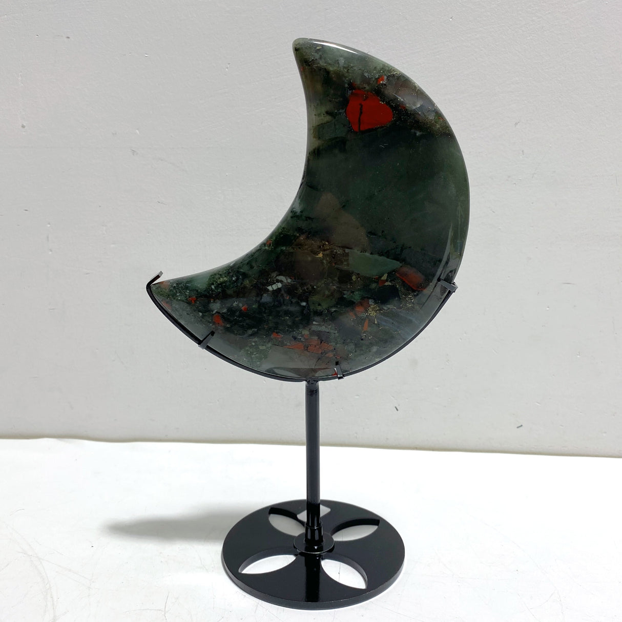 5 Pieces Large Africa Blood Stone Moon Carving With Stand