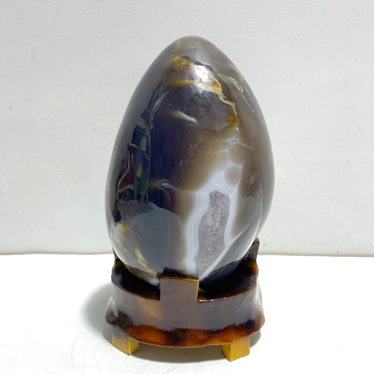 Unique Amethyst Mixed Geode Druzy Agate Dinosaur Egg Home Decor With Stand