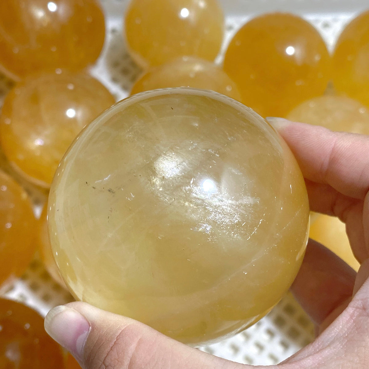 27 Pieces Large Yellow Calcite Spheres (Sea Freight Only)