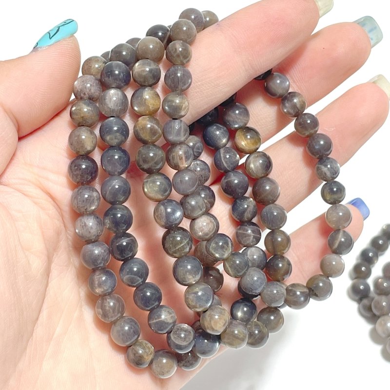 6mm Black Sunstone Golden Flash Sunstone Bracelets Wholesale - Wholesale Crystals