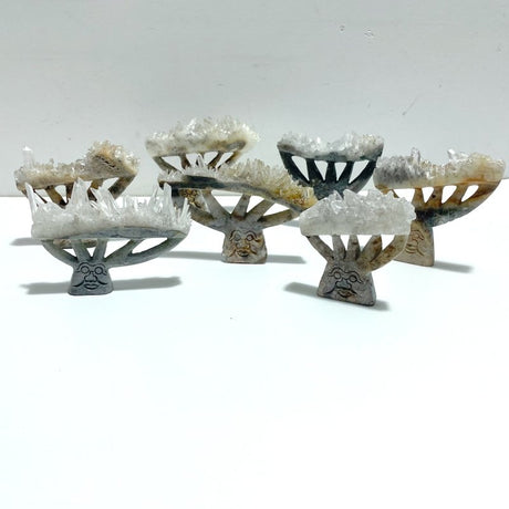 7 Pieces Clear Quartz Cluster Dendroid Guard Carving - Wholesale Crystals