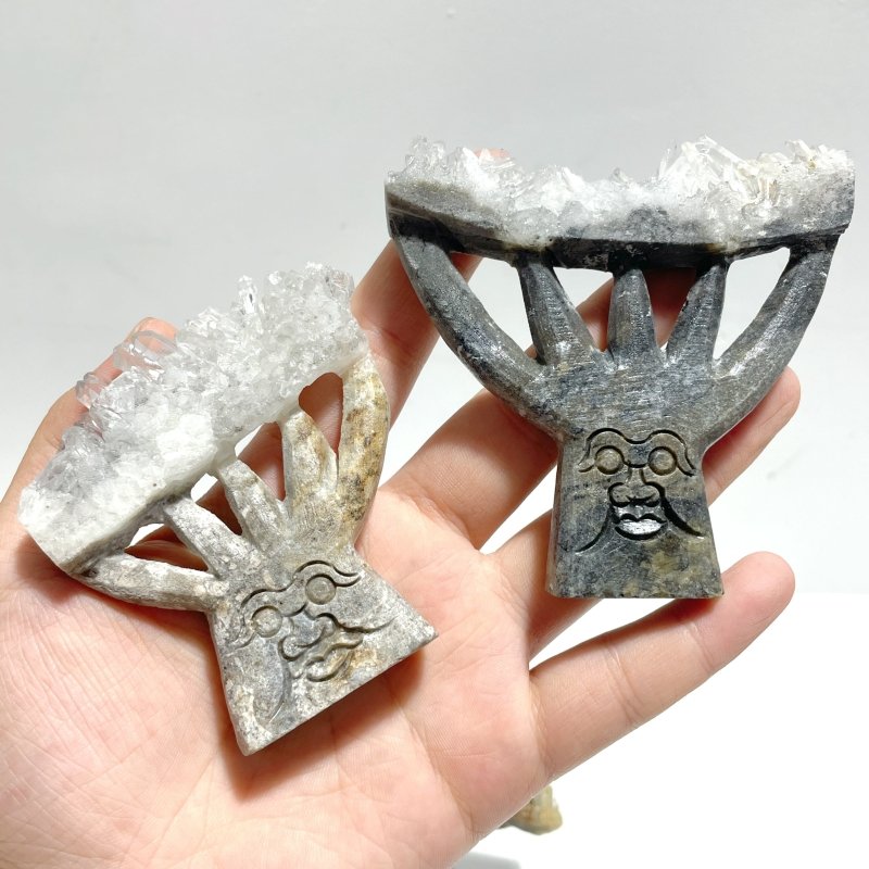 7 Pieces Clear Quartz Cluster Dendroid Guard Carving - Wholesale Crystals
