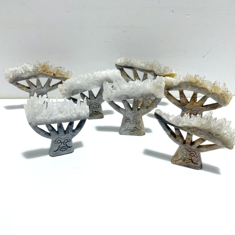 7 Pieces Clear Quartz Cluster Dendroid Guard Carving - Wholesale Crystals