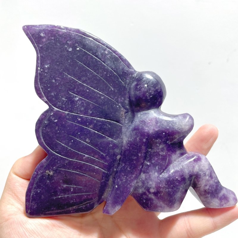 7 Pieces Deep Purple Lepidolite Butterfly Fairy Carving - Wholesale Crystals