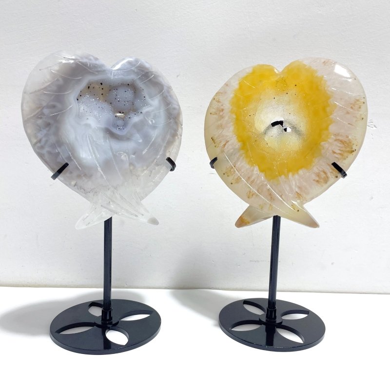 7 Pieces Geode Druzy Agate Fish Carving With Stand - Wholesale Crystals