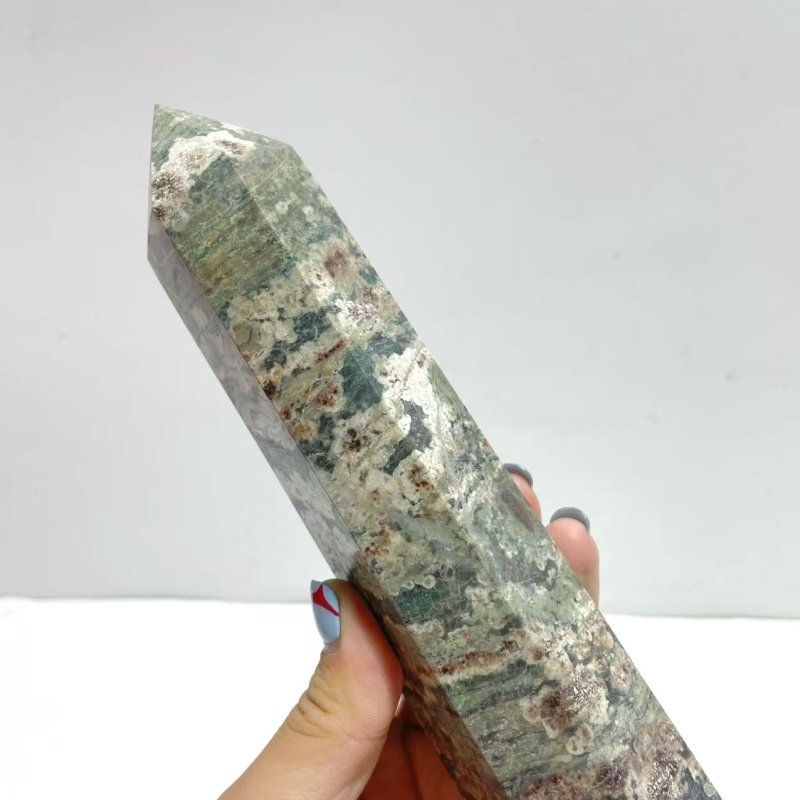 7 Pieces Green Sakura Flower Agate Point - Wholesale Crystals