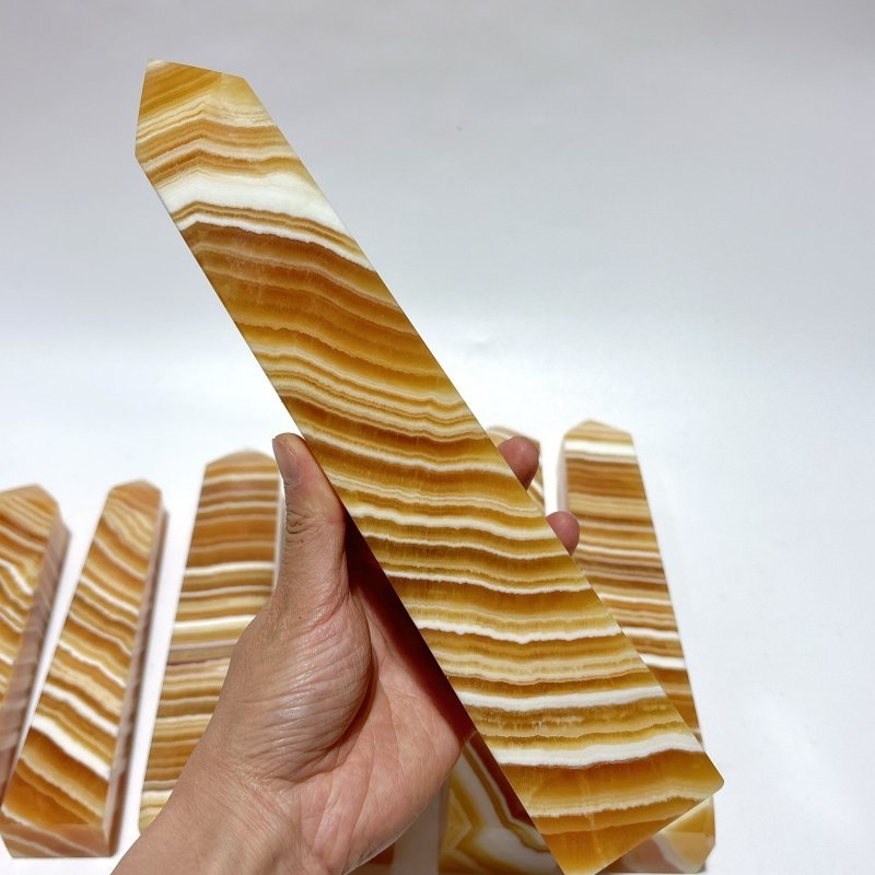 7 Pieces Large Beautiful Yellow Calcite Stripe Tower - Wholesale Crystals