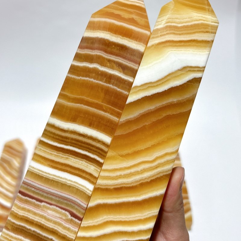 7 Pieces Large Beautiful Yellow Calcite Stripe Tower - Wholesale Crystals