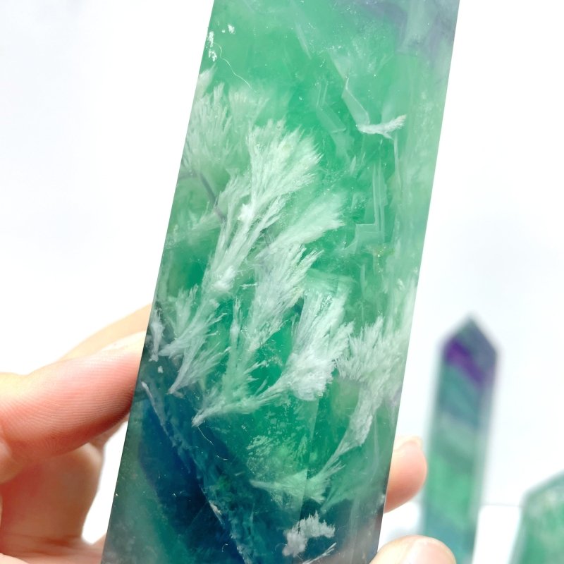 7 Pieces Large Feather Fluorite Tower Points - Wholesale Crystals
