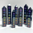 7 Pieces Large Obsidian 7 Chakra Tower Point - Wholesale Crystals