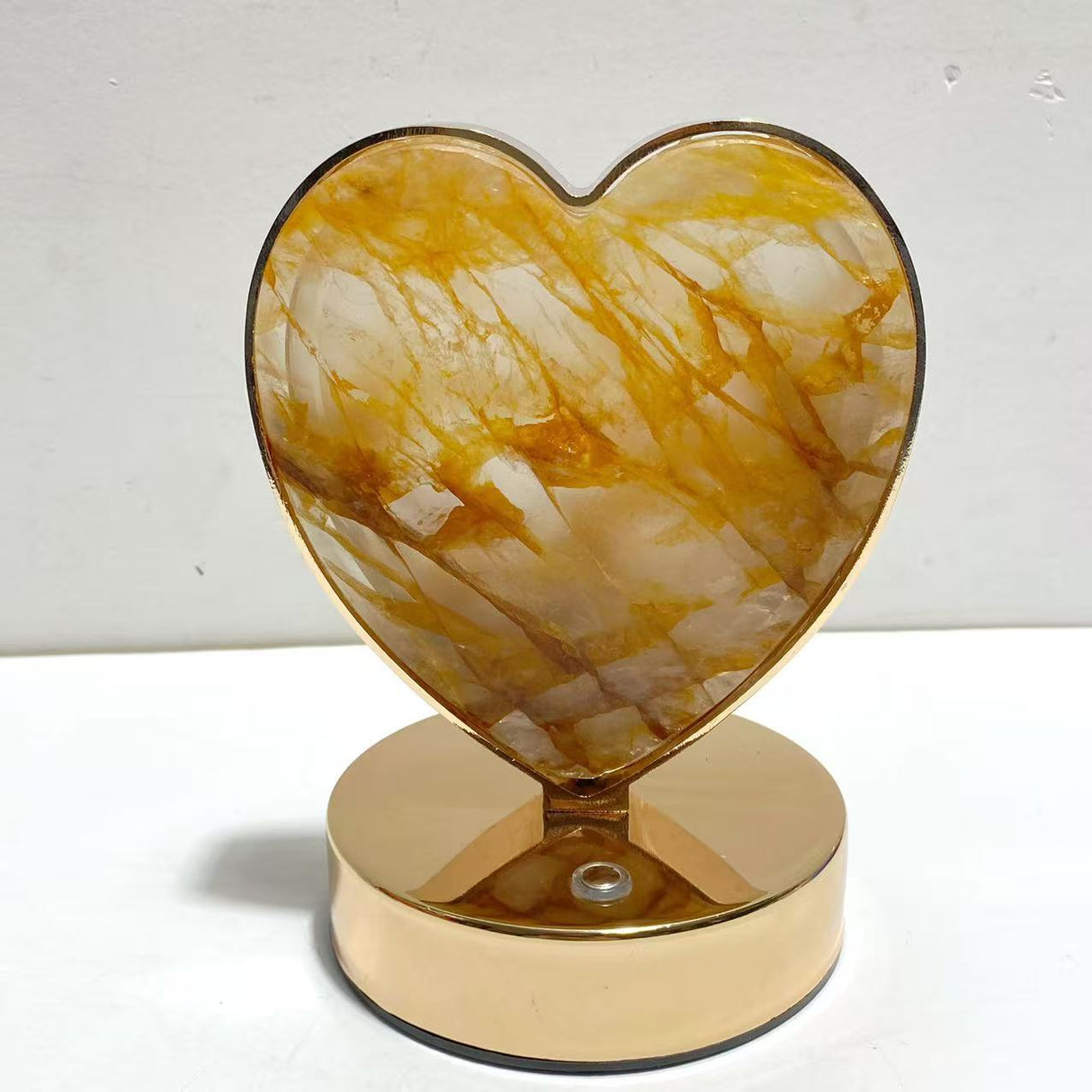 Hematoid Quartz LED Table Lamp Moon Heart & Butterfly Shape