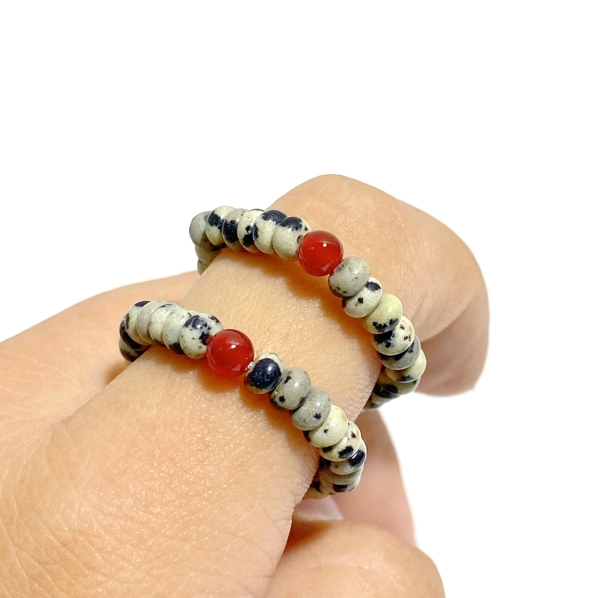 24 Types Crystal Beaded Rings Wholesale Moss Agate Chevron Amethyst Red Jasper