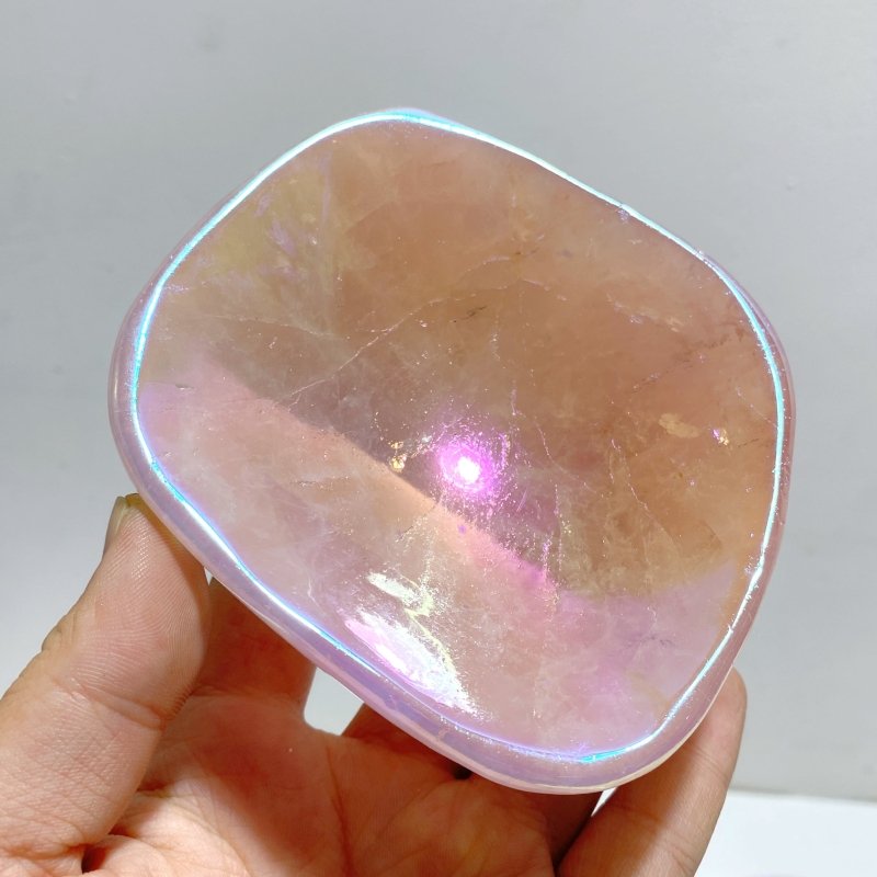 8 Pieces Aura Rose Quartz Bowl Carving - Wholesale Crystals
