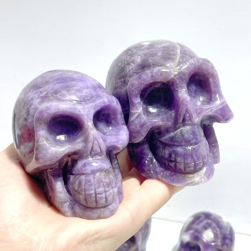 8 Pieces Chevron Amethyst Skull Carving - Wholesale Crystals