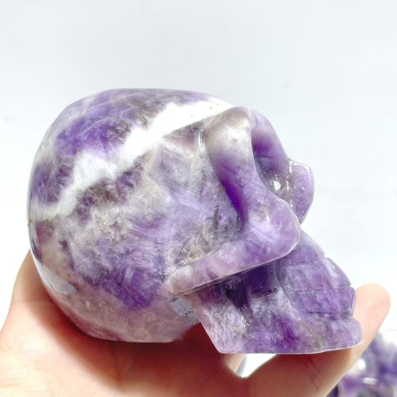 8 Pieces Chevron Amethyst Skull Carving - Wholesale Crystals