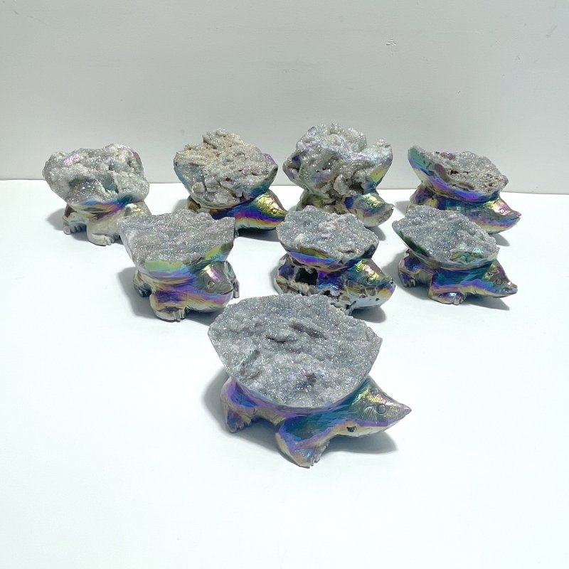 8 Pieces Geode Aura Sphalerite Hedgehog Carving - Wholesale Crystals