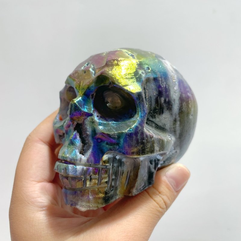 8 Pieces Geode Aura Sphalerite Skull Carving - Wholesale Crystals