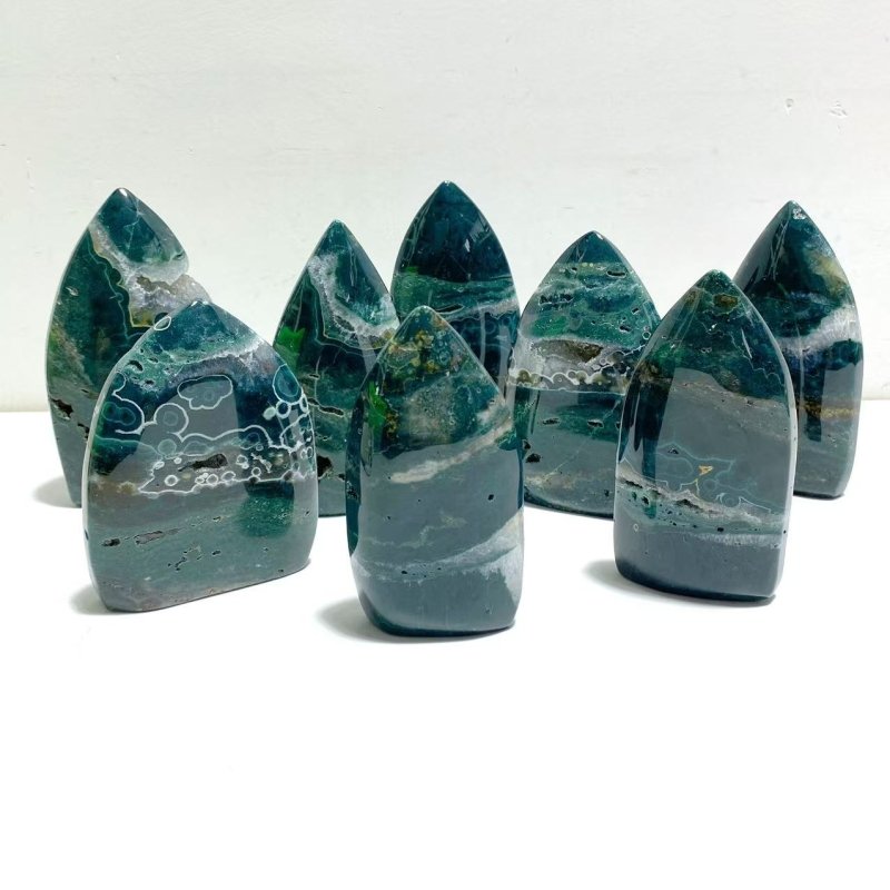 8 Pieces Green 6th Vein Ocean Jasper Arrow Head Shape Home Decor - Wholesale Crystals