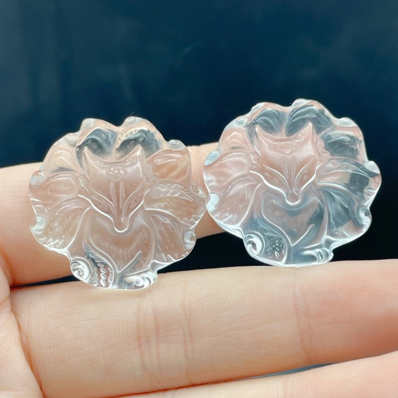 8 Pieces High Quality Clear Quartz Nine - tailed Foxes Carving - Wholesale Crystals