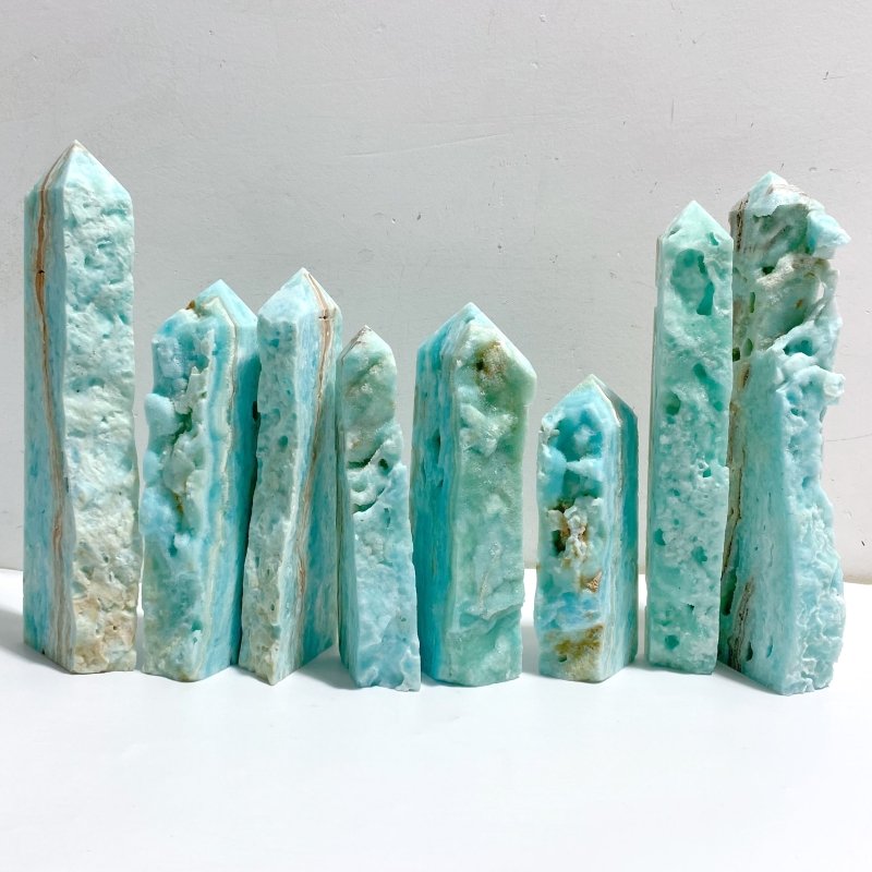 8 Pieces Large Hemimorphite Four-Sided Point Raw Side -Wholesale Crystals