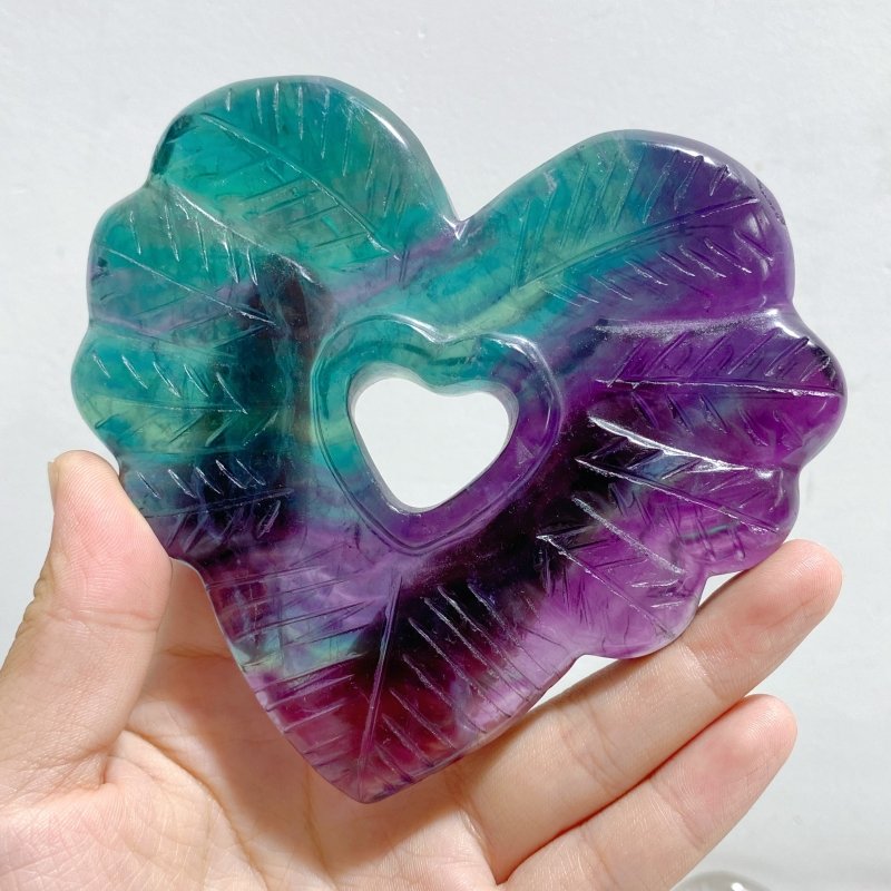 8 Pieces Rainbow Fluorite Heart With Stand -Wholesale Crystals
