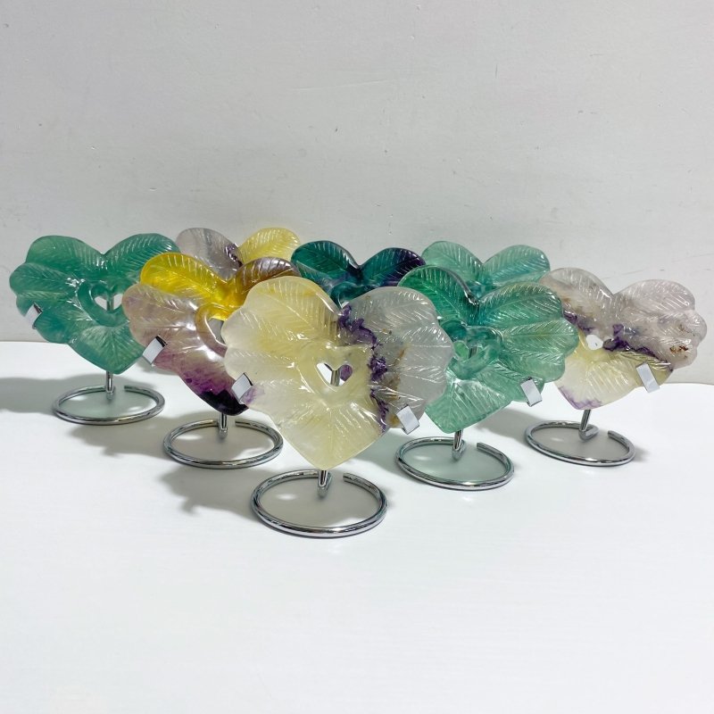 8 Pieces Rainbow Fluorite Heart With Stand -Wholesale Crystals