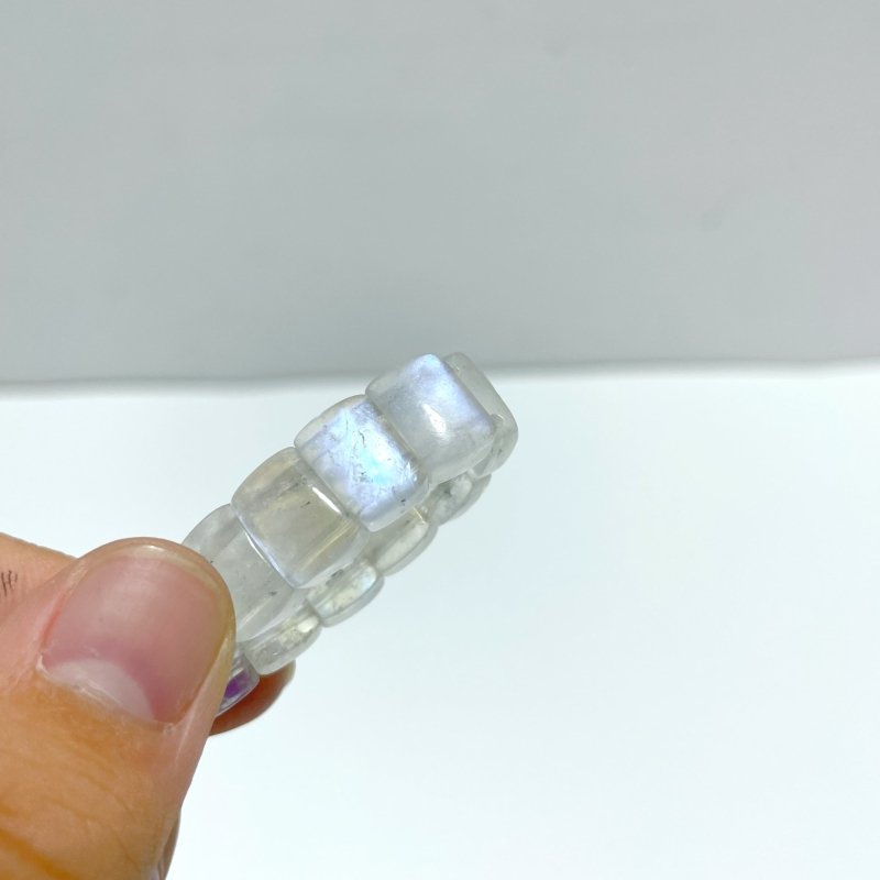 8 Pieces Sri Lanka Flash Blue Moonstone Bracelet - Wholesale Crystals