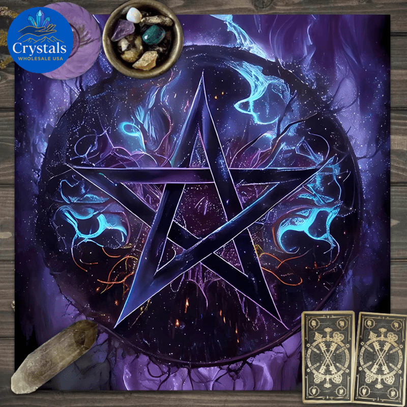 8 Vintage Rune Pentagram Tarot Tablecloth - Wholesale Crystals