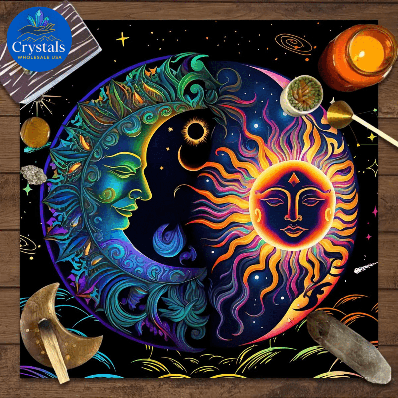 8 Vintage Rune Pentagram Tarot Tablecloth - Wholesale Crystals