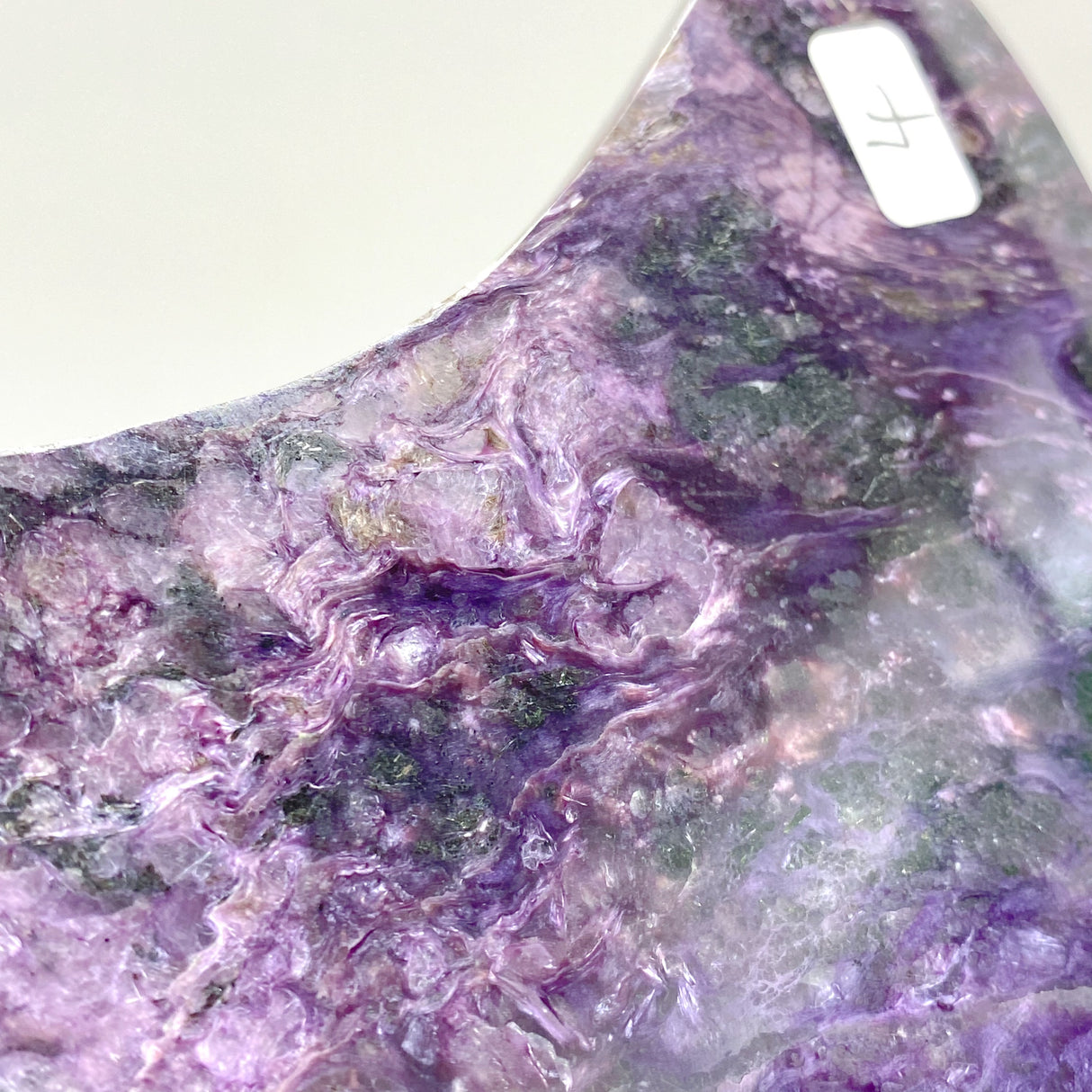 Large Charoite Moon Carving With Stand #4