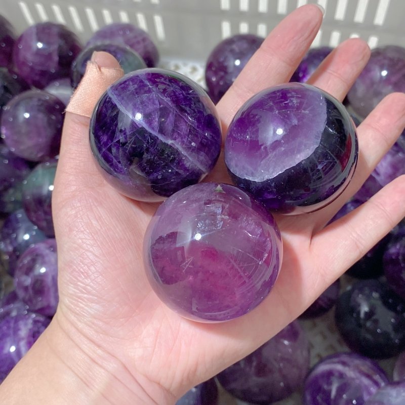 89 Pieces Beautiful Purple Fluorite Spheres (Sea Freight Only) -Wholesale Crystals