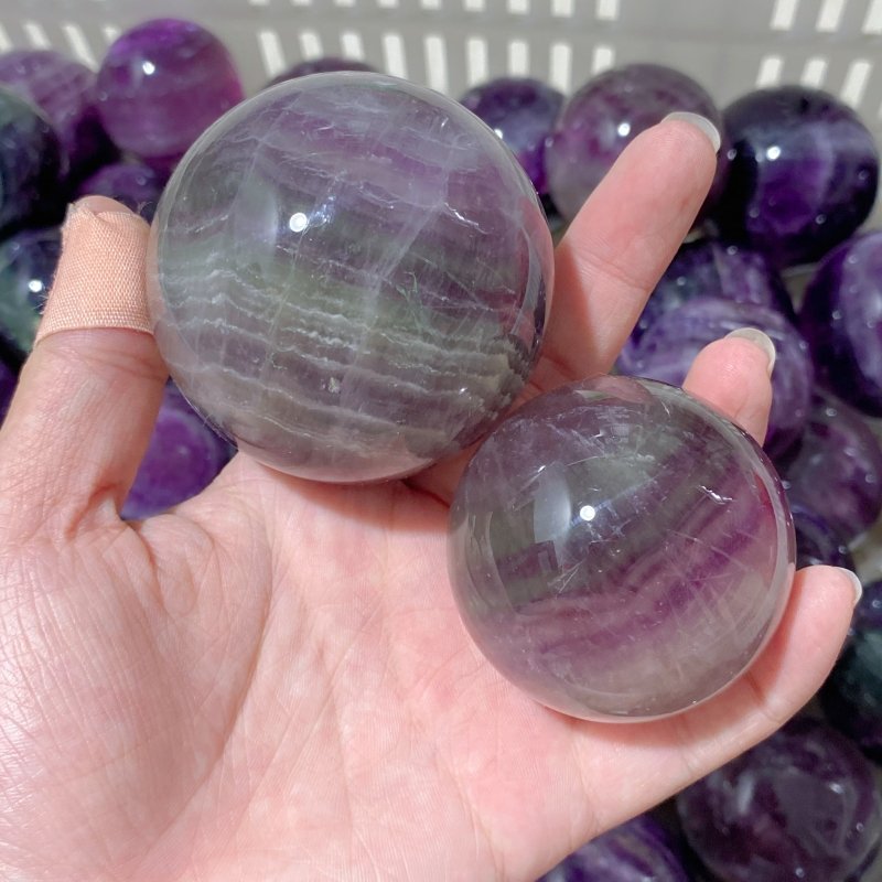89 Pieces Beautiful Purple Fluorite Spheres (Sea Freight Only) -Wholesale Crystals