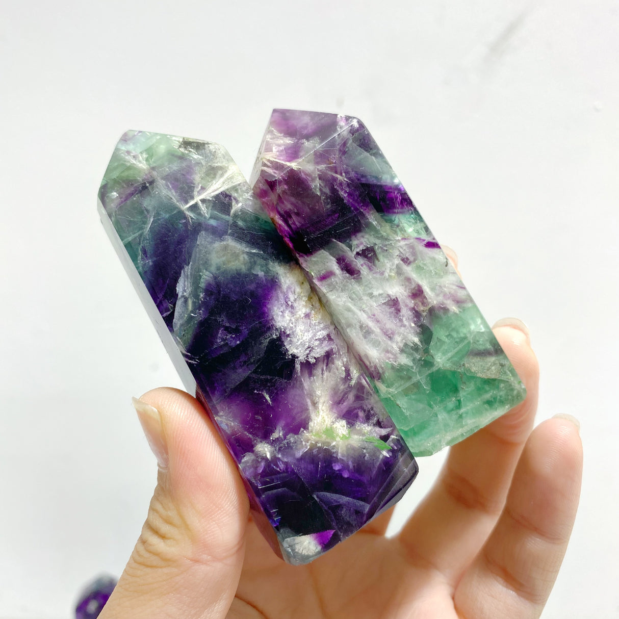 22 Pieces Feather Fluorite Four-sided Points