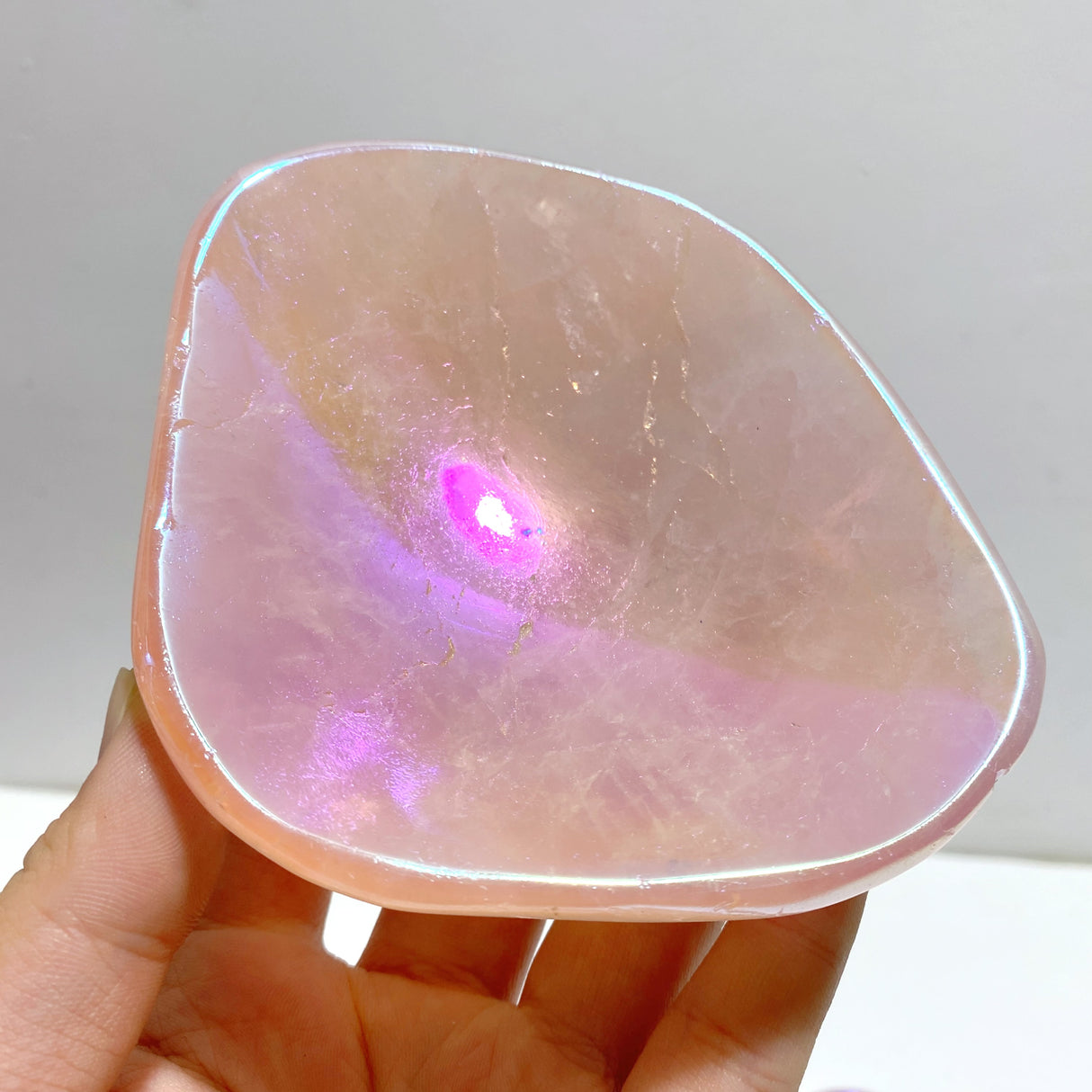 8 Pieces Aura Rose Quartz Bowl Carving