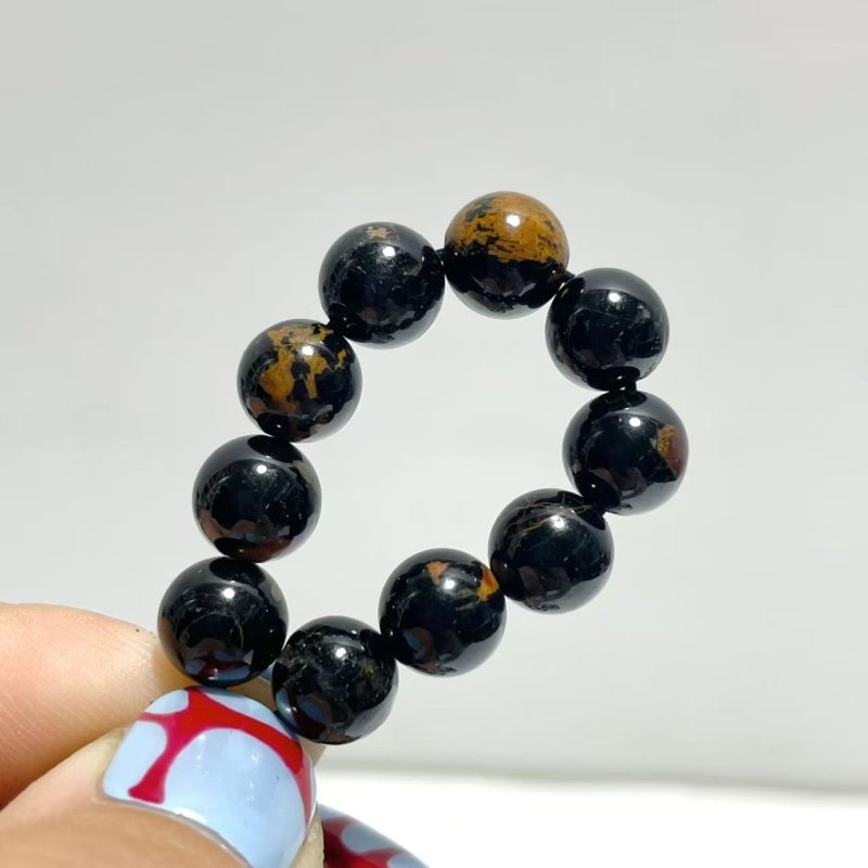 8mm Black Tourmaline Mixed Yellow Impurity Bracelets Wholesale - Wholesale Crystals