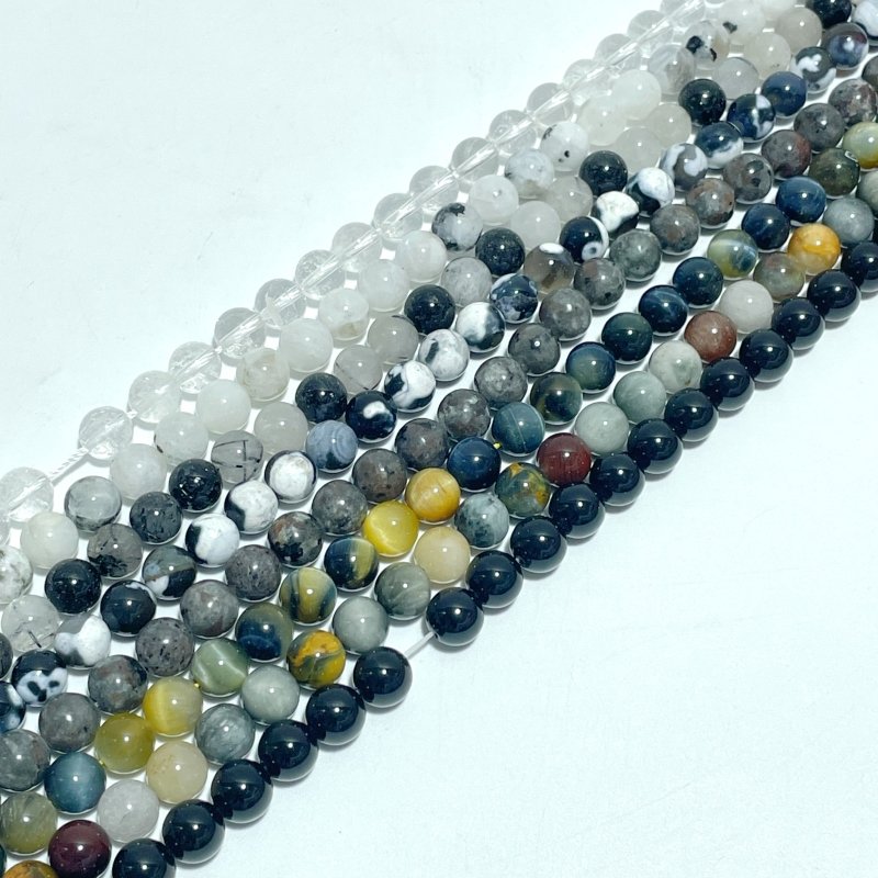 8mm Stripe Beads Bracelets Wholesale Clear Quartz Black Tourmaline Obsidian - Wholesale Crystals